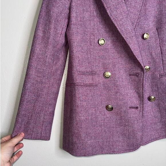 J.Crew Bristol Double-Breasted Blazer Moon Wool Lavender Herringbone Size 00 - Picture 4 of 7